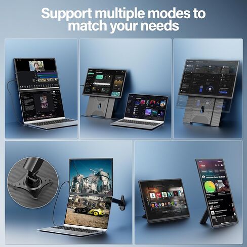 Laptop Screen Extender 16.1", 1920 * 1200 Portable Monitor with Detachable Frameless Display- 360° Rotatable Magnetic Stand, Dual Screen Plug & Play, Extra Monitor for Windows/Mac/Linux/Android in Kuwait