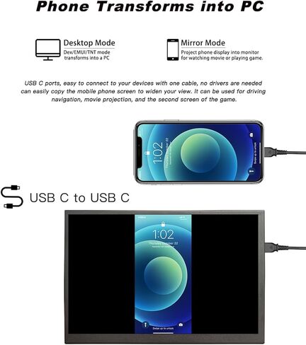 شاشة USB C 8.9 بوصة محمولة HDMI 1920x1200 IPS شاشة لمس VESA غلاف معدني خارجي صغير واسع شاشة صغيرة موسع لأجهزة الكمبيوتر المحمول التي تعمل بنظام Windows in Kuwait