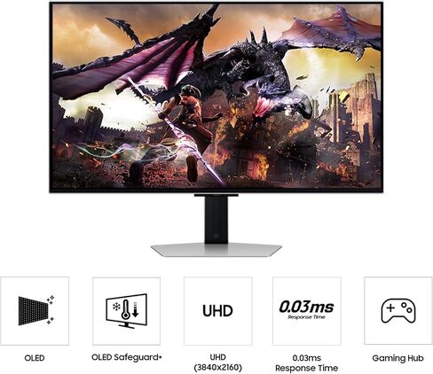 Samsung 32" Odyssey OLED G8 (G80SD) Series 4K UHD Smart Gaming Monitor w QD-OLED, 240Hz 0.03ms, G-Sync Compatible, Glare-Free Display, LS32DG800SNXZA, 3 Yr Warranty (Renewed) in Kuwait