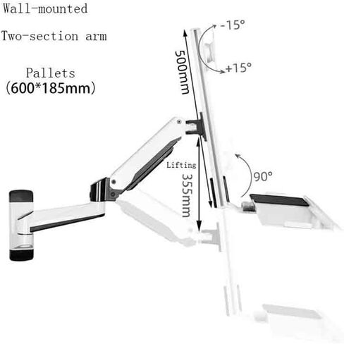 Monitor Arm Wall-Mounted Dual Section Arm Single Screen with Regular Tray Monitor Stand for 15-27 Inch Screen Monitor Mount Arm in Kuwait