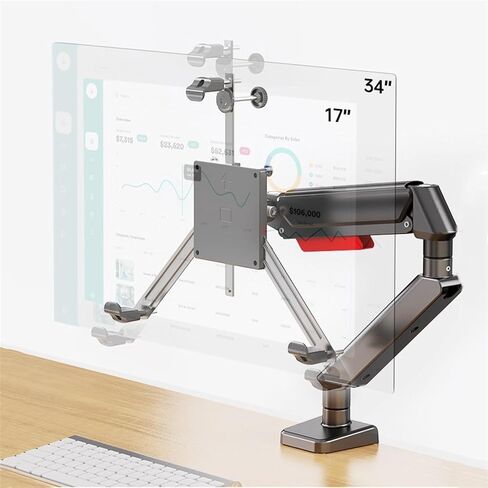 Monitor Arm Single Monitor Mount Arm with Mounting Adaptor Brackets, Fit Max 32"Screens Without Mounting Holes, Adjustable Gas Spring Single Monitor Desk Mount Monitor Mount Arm in Kuwait