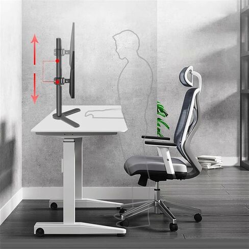 Monitor Arm Single Monitor Desk Stand, Freestanding Steel Monitor Mount with Height Adjustable, Swivel, Tilt, Rotation, Fits 17"-32'' Monitors, Holds up to 17.6lbs Monitor Mount Arm in Kuwait