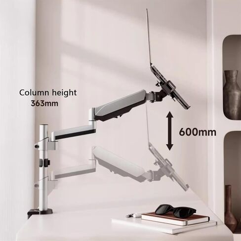 ذراع شاشة كمبيوتر محمول 2 في 1 مع صينية لشاشة مقاس 17-32 بوصة وجهاز كمبيوتر محمول مقاس 12-17 بوصة، يحمل 19.8 رطلًا، ذراع مكتب كمبيوتر محمول قابل للتعديل بالكامل مع ذراع تثبيت بقاعدة مشبك/حلقة معدنية in Kuwait
