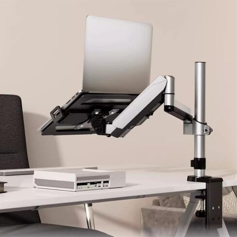 Monitor Mount 2 in 1 Laptop Desk Mount with Shelf for 17-32 Inch Monitors and 12-17 Inch Laptops, Supports 9.9 kg, Fully Adjustable Laptop Desk Arm with Clamp/Grommet Base Monitor Tischha in Kuwait