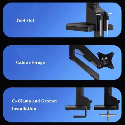 Monitor Arm Single Monitor Mount Arm, Gas Spring Monitor Desk Mount, Fully Adjustable Monitor Arm Fits 17-32 inch Screen, Holds 19.8lb, VESA 75x75 or 100x100mm Monitor Mount Arm in Kuwait