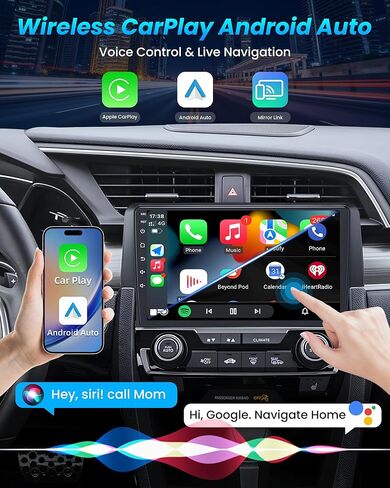 [8Core 4GB RAM 64GB ROM] Car Radio for Honda Civic 2016-2021: 9" 1280 * 800 HD Touchscreen Stereo with Wireless Carplay Android Auto 5G WiFi GPS Bluetooth FM AM DSP SWC 1080P Backup Camera in Kuwait