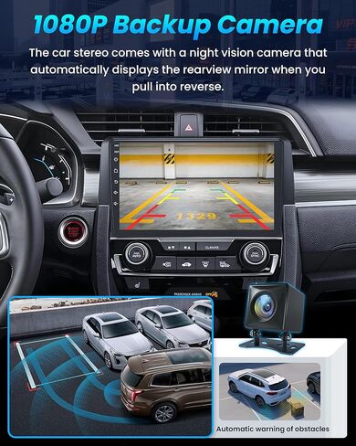 [8Core 4GB RAM 64GB ROM] Car Radio for Honda Civic 2016-2021: 9" 1280 * 800 HD Touchscreen Stereo with Wireless Carplay Android Auto 5G WiFi GPS Bluetooth FM AM DSP SWC 1080P Backup Camera in Kuwait
