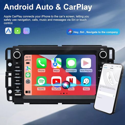 Android Radio for Chevrolet Chevy Express Van 1500/2500/3500 2013-2025, Traverse 2009-2012, Monte Carlo 2006-2007, Buick Enclave 7‘’ Touchscreen Car Stereo CarPlay Android Auto BT GPS Camera 5GWiFi FM in Kuwait