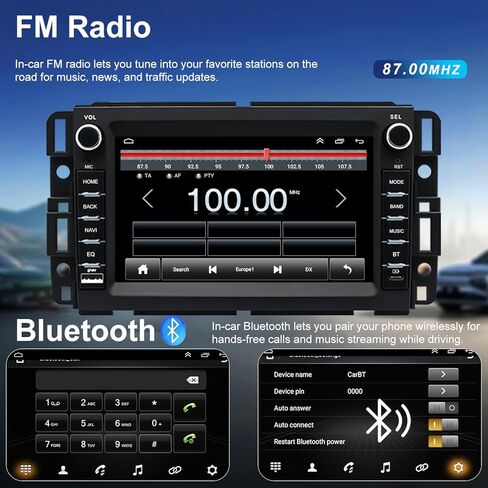 Android Radio for Chevrolet Chevy Express Van 1500/2500/3500 2013-2025, Traverse 2009-2012, Monte Carlo 2006-2007, Buick Enclave 7‘’ Touchscreen Car Stereo CarPlay Android Auto BT GPS Camera 5GWiFi FM in Kuwait