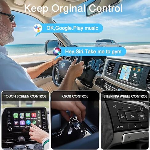 محول CarPlay اللاسلكي 2026 تمت ترقيته، تصميم صغير يحول سلك المصنع إلى CarPlay اللاسلكي، التوصيل والتشغيل التلقائي الاتصال السريع الثابت لهاتف iPhone iOS 10+ Cars 2015+ مع USB C/A in Kuwait