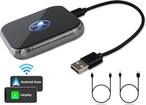 محول CarPlay اللاسلكي 2026 تمت ترقيته، تصميم صغير يحول سلك المصنع إلى CarPlay اللاسلكي، التوصيل والتشغيل التلقائي الاتصال السريع الثابت لهاتف iPhone iOS 10+ Cars 2015+ مع USB C/A in Kuwait