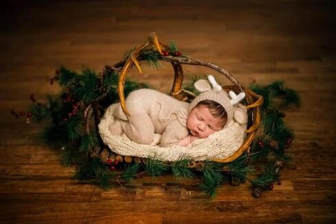 Newborn Photography Props Deer Boys Mohair Cute Stretch Hat Romper Baby Photo Props Outfits Photoshoot Costume Infant in Kuwait