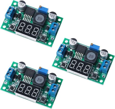 3 قطعة LM2596 أخضر قابل للتعديل DC-DC محول فرق الجهد وحدة التنحي مع عرض جهد LED، مصدر طاقة من 4-40 فولت إلى 1.25-37 فولت in Kuwait