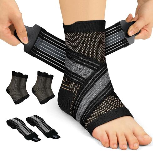 PAPLUS 2 Pairs Ankle Braces for Men & Women Plantar Fasciitis Relief- Adjustable Ankle Support for Foot Pain, Achilles Tendonitis Brace - with Removable Strap for Swelling Black in Saudi Arabia