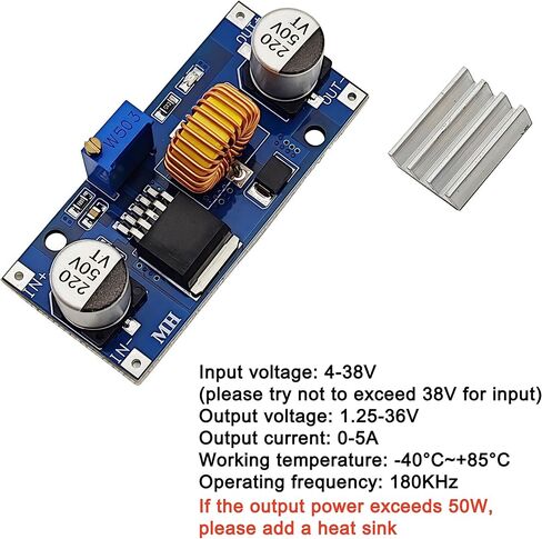 6PCS XL4015 5A DC-DC Duck Converter Step-Down Supply Power Module Adjustable Voltage Regulator with Heat Sink in Kuwait