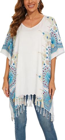 Women Plus Size Tunic Tops Boho Flora Printed Short Sleeve V neck Shirt XL to 4X in Saudi Arabia
