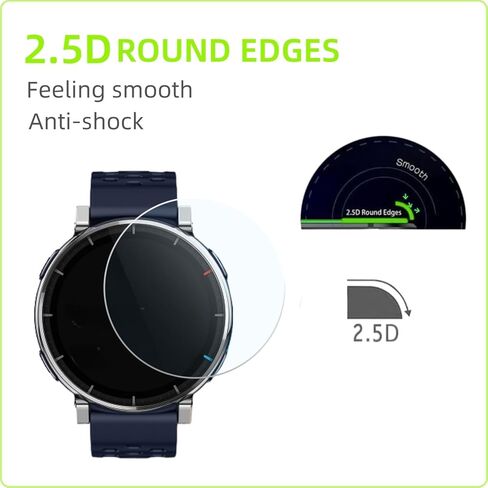 واقي شاشة متوافق مع ساعة Amazfit Active 3 Premium الذكية (3 عبوات) طبقة واقية من الزجاج المقسى الشفاف in Kuwait
