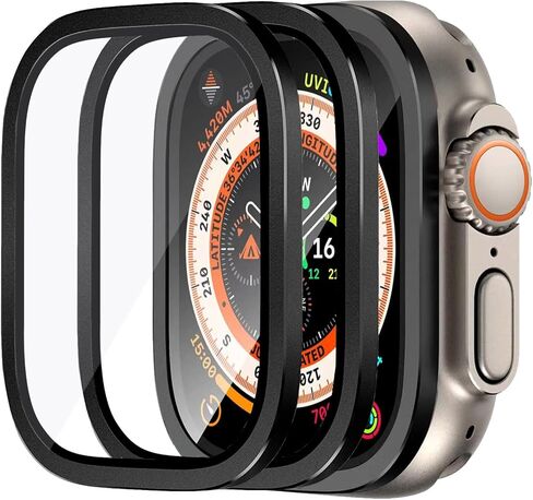 3 عبوات لساعة Apple Watch Ultra 3/Ultra2/Ultra 49 مم واقي شاشة من الزجاج المقوى + إطار من سبائك التيتانيوم، [حافظ على الأصل] [حساس للمس] [مقاوم للماء] فيلم لـ iwatch Ultra 3/2/1 (أصلي، 49 مم) in Kuwait