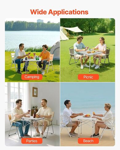 VEVOR Folding Camping Table, Portable Roll Up Side Tables, Lightweight Aluminum Table for Outdoor BBQ Tailgating Picnic, Travel (28 inch-Silver) in Kuwait