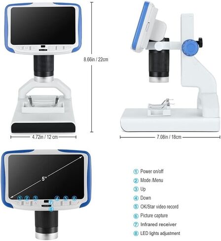 مجموعة المجهر AD205 مجهر صغير لسطح المكتب مع شرائح المجهر بشاشة LCD 5 بوصة in Kuwait