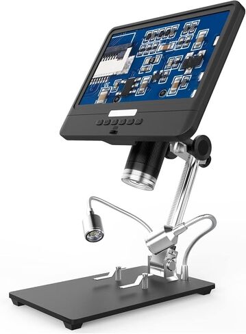 مجهر بشاشة LCD عالية الدقة 8.5 بوصة، تكبير 5X-260X، إصلاح العملات المعدنية والهواتف المحمولة، أداة الكشف الصناعي 1080P in Kuwait