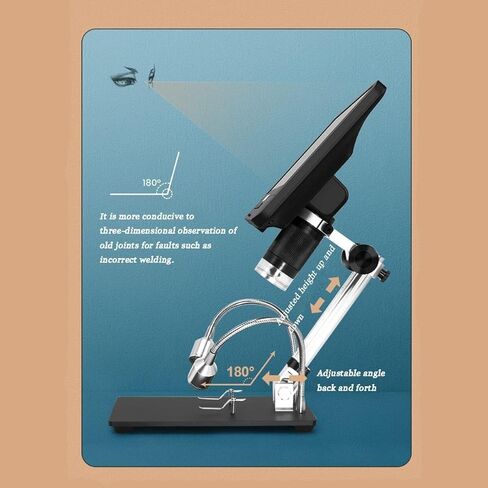 مجهر بشاشة LCD عالية الدقة 8.5 بوصة، تكبير 5X-260X، إصلاح العملات المعدنية والهواتف المحمولة، أداة الكشف الصناعي 1080P in Kuwait