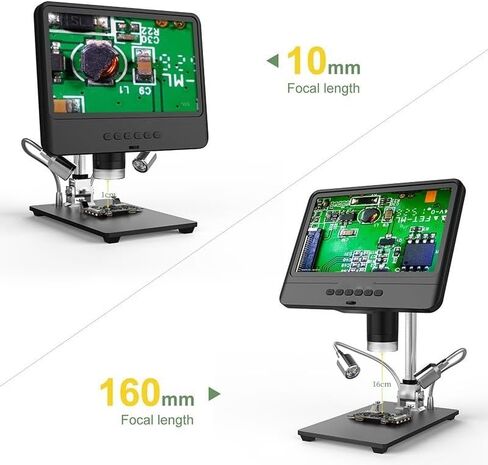 طقم مجهر 8.5 بوصة شاشة عرض LCD مجهر 5X-1200X1280 * 800 شرائح ميكروسكوب قابلة للتعديل 1080P in Kuwait