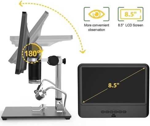 طقم مجهر 8.5 بوصة شاشة عرض LCD مجهر 5X-1200X1280 * 800 شرائح ميكروسكوب قابلة للتعديل 1080P in Kuwait