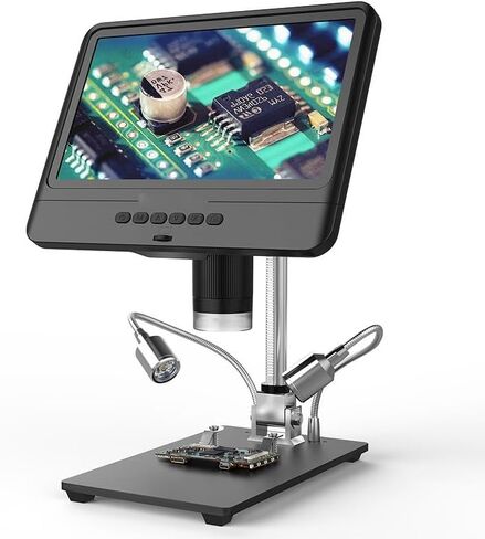 طقم مجهر 8.5 بوصة شاشة عرض LCD مجهر 5X-1200X1280 * 800 شرائح ميكروسكوب قابلة للتعديل 1080P in Kuwait