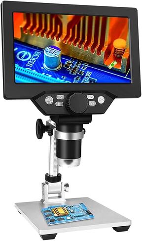 عدة مجهر 7 بوصة LCD مجهر 12MP 1-1200X التكبير يده مجهر USB 8 LED كاميرا فيديو شرائح المجهر البصري in Kuwait
