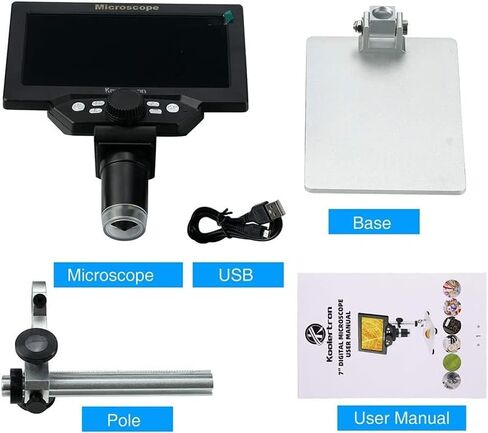 عدة مجهر 7 بوصة LCD مجهر 12MP 1-1200X التكبير يده مجهر USB 8 LED كاميرا فيديو شرائح المجهر البصري in Kuwait