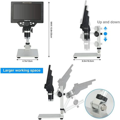 عدة مجهر 7 بوصة LCD مجهر 12MP 1-1200X التكبير يده مجهر USB 8 LED كاميرا فيديو شرائح المجهر البصري in Kuwait