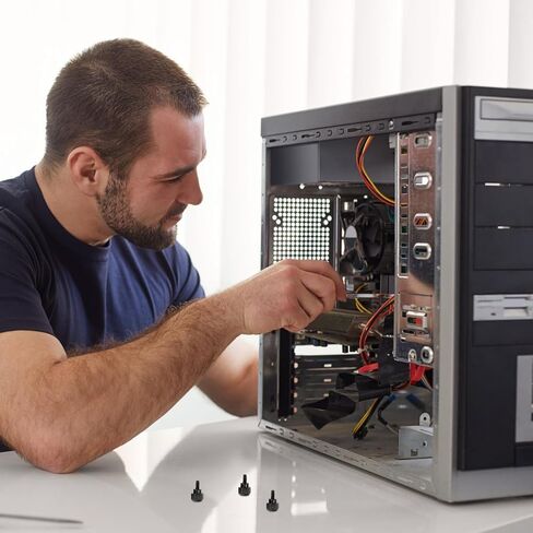 POPETPOP 10 قطع من مسامير الإبهام لحالة الكمبيوتر DIY، مسامير لوحة جانبية مشدودة يدويًا لتجميع الكمبيوتر الشخصي وإصلاح الكمبيوتر المحمول، كهربائي من الزنك الأسود لإصلاح الكمبيوتر in Kuwait