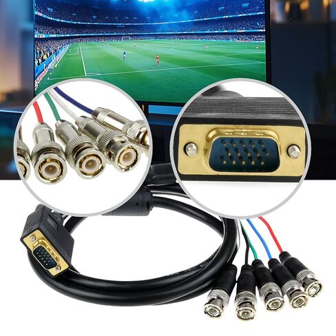 QMQJIA VGA إلى 5 BNC RGBHV كابل ذكر موصلات اتصال الحبل عالية الدقة للشاشات الرقمية والشاشات in Kuwait