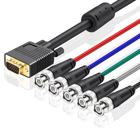 QMQJIA VGA إلى 5 BNC RGBHV كابل ذكر موصلات اتصال الحبل عالية الدقة للشاشات الرقمية والشاشات in Kuwait