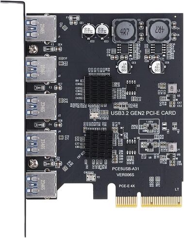 بطاقة توسيع USB 3.2 Gen 2، بطاقة PCI Express ذات 5 منافذ مع شريحة ASMedia ASM3142 بسرعة 10 جيجابت في الثانية للكمبيوتر المكتبي 10 11 Linux in Kuwait