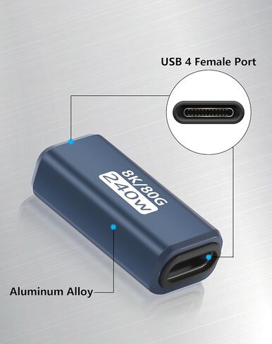 CERRXIAN 3 Pack 240W USB C Coupler, USB C Female to Female Adapter 80 Gbps Charge OTG Converter Speed Data Transfer & Fast Charging USB Type C Extender for Type C Devices in Kuwait