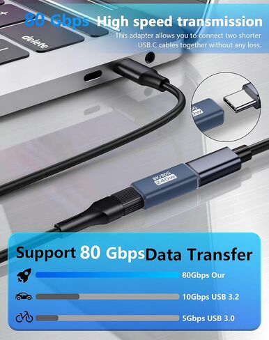 CERRXIAN 3 Pack 240W USB C Coupler, USB C Female to Female Adapter 80 Gbps Charge OTG Converter Speed Data Transfer & Fast Charging USB Type C Extender for Type C Devices in Kuwait