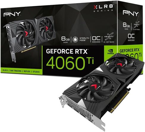 PNY GeForce RTX™ 4060 Ti 8GB Verto™ OC Dual Fan Graphics Card DLSS 3 (128-bit, PCIe 4.0, GDDR6, HDMI/DisplayPort, Supports 4k, 2 Slot) (Renewed) in Kuwait