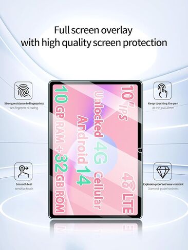 Screen Protector for Topsand G12 Android 14 10-inch Tablet, Anti-Scratch 9H Hardness Touch Sensitive 2.5D Rounded Edges Bubble Free Easy to Install,2 Pack. in Kuwait