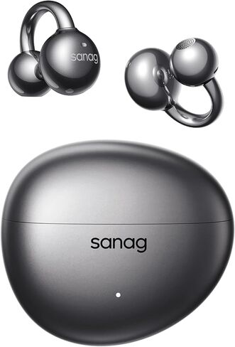 سماعات Sanag S7S Ultra AI Translator، سماعات أذن مفتوحة بلوتوث 6.0، وقت تشغيل 40 ساعة IP67 مقاوم للماء، 4 جرام خفيف للغاية، مشبك للسفر، أسود in Kuwait