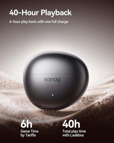 سماعات Sanag S7S Ultra AI Translator، سماعات أذن مفتوحة بلوتوث 6.0، وقت تشغيل 40 ساعة IP67 مقاوم للماء، 4 جرام خفيف للغاية، مشبك للسفر، أسود in Kuwait
