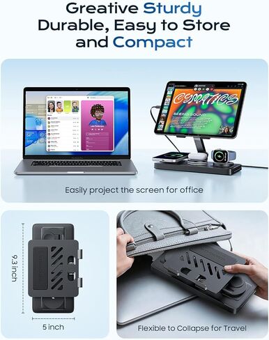 5 in 1 Charging Station for Apple Multiple Devices &65W Adapter, 30W Max Bulit-in Retractable Cable Fast Wired Charging Stand for iPad/Tab, Foldable Magnetic Wireless Charger for iPhone 17/iWatch/Buds in Kuwait