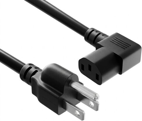 Cable Leader 6ft Right Angle Power Cord, 14 AWG - NEMA 5-15P to IEC320 C13R AC Replacement Cable for Wall-Mounted TV, PC & Subwoofer, Black in Kuwait