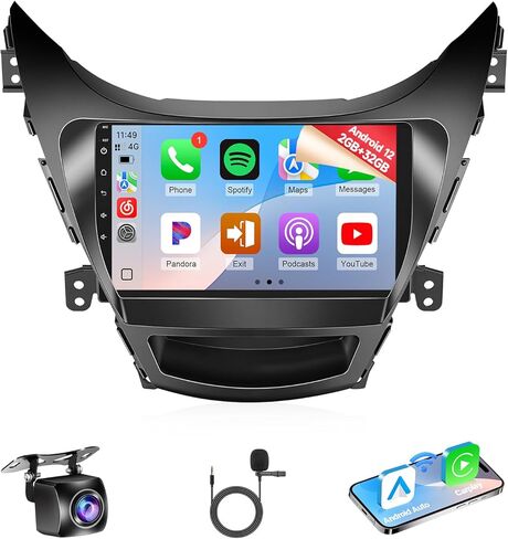 Naifay 8Core 4G+64G Android Car Radio for Hyundai Elantra 2011 2012 2013 Radio Upgraded, 9inch IPS Touchscreen for Elantra Carplay/Android Auto/Bluetooth/Wi-Fi/FM/GPS/SWC/Camera/MIC in Kuwait