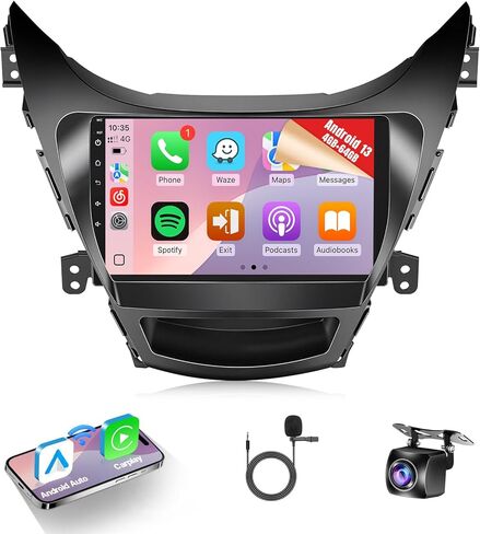 Naifay 8Core 4G+64G Android Car Radio for Hyundai Elantra 2011 2012 2013 ترقية الراديو، شاشة لمس IPS 9 بوصة لـ Elantra Carplay/Android Auto/Bluetooth/Wi-Fi/FM/GPS/SWC/Camera/MIC in Kuwait
