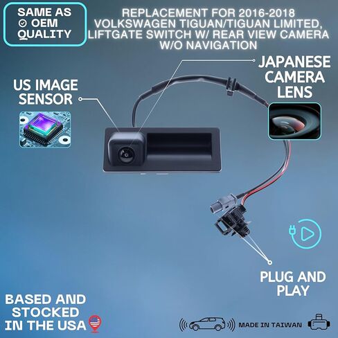 كاميرا احتياطية تحل محل 2016 2017 2018 Volkswagen Tiguan/Tiguan Limited Liftgate Switch مع التنقل OE الجزء # 5N0827566AQ، 5N0827566AP (5N08-27566A-Q، 5N08-27566A-P) in Kuwait