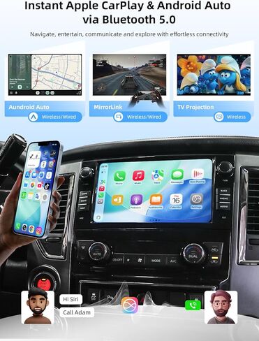 ستيريو سيارة QLED مقاس 9 بوصات من Dasaita لسيارة Nissan Titan 2016-2020، وحدة رئيسية 8G+256GB Android 13، CarPlay/Android Auto، توصيل وتشغيل نظام تحديد المواقع العالمي (GPS)، مقبض/تحكم صوتي، 5G WiFi، 4G LTE in Kuwait