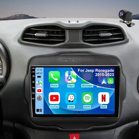4+64G Car Radio Upgrade for Jeep Renegade 2015 2016 2017 2018 2019 2020 2021 2022 2023, 9 Inch Touch Screen Head Unit Replacement Stereo with Wireless Carplay Android Auto 5GWiFi GPS BT FM SWC Camera in Kuwait