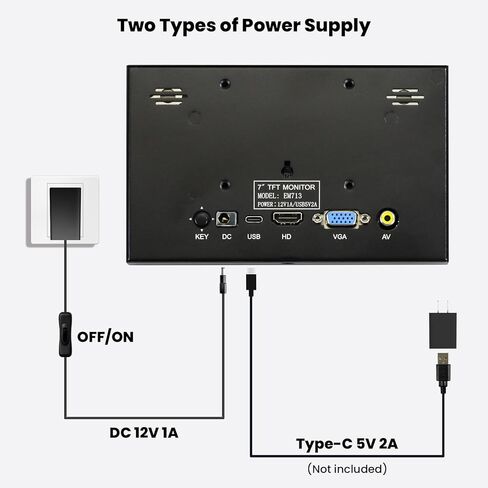 Mini Monitor 7 Inch Screen HDMI, Portable Vga Monitor with AV BNC, 1024×600 LCD Small Screen with Built-in Speakers, 178° View Angle IPS, Multi-Function Small Display for Raspberry Pi PC/TV/DVD/CVBS in Kuwait
